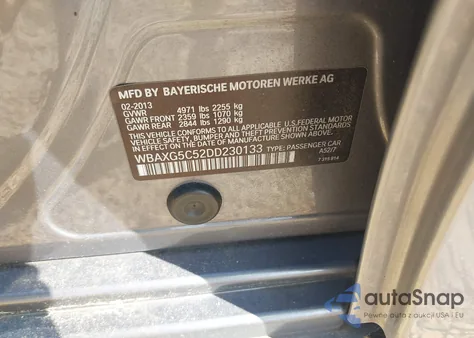 2013 BMW 528I из США, поврежденный, VIN WBAXG5C52DD230133